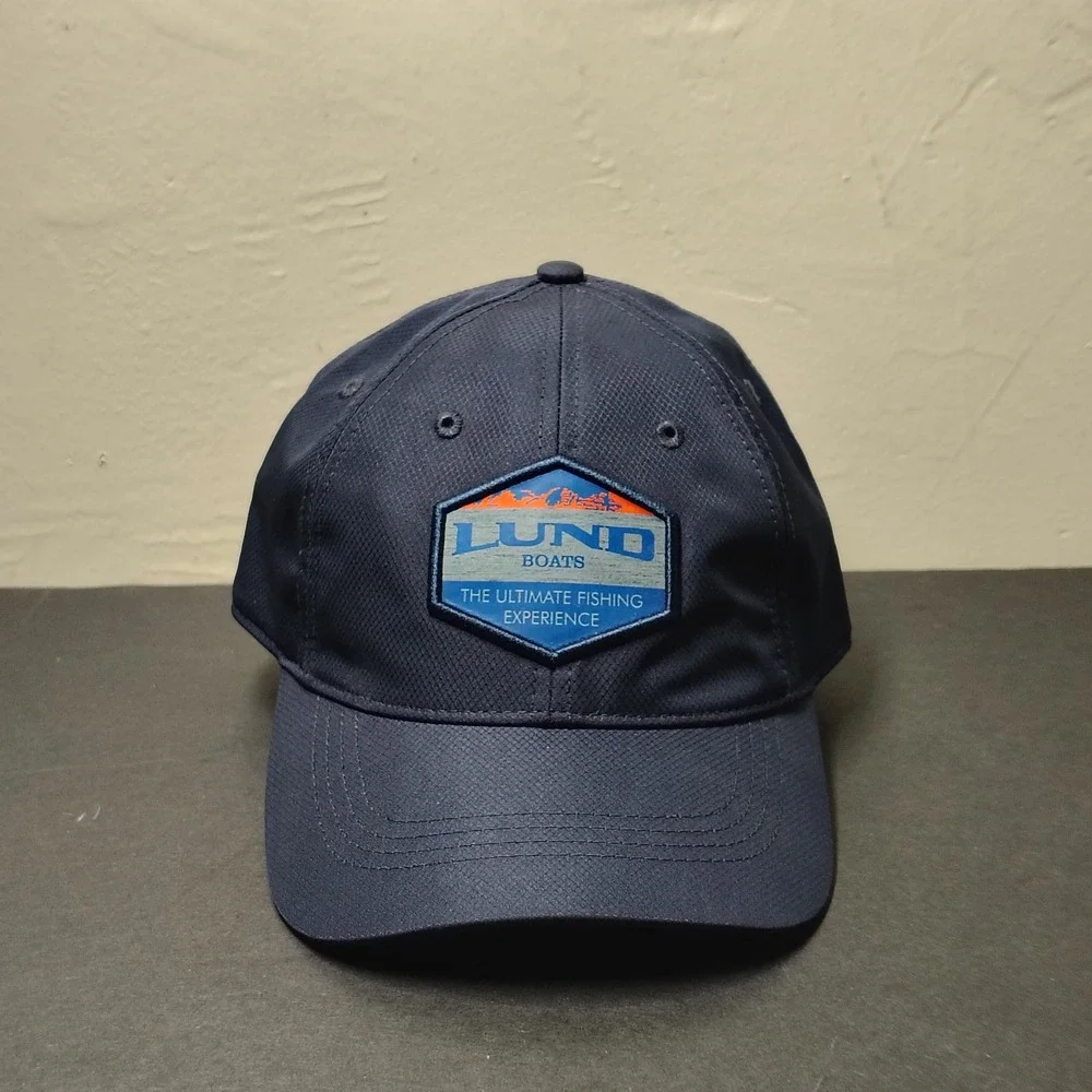 Lund Boats Hat Cap Adjustable Strap Navy Fishing Patch Ripstop One Size Mens